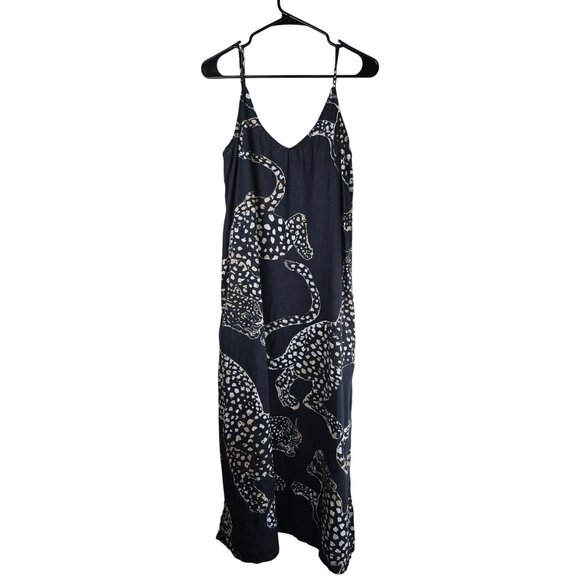 Elegant Black Maxi Dress with Leopard Print - Picture 3 of 7